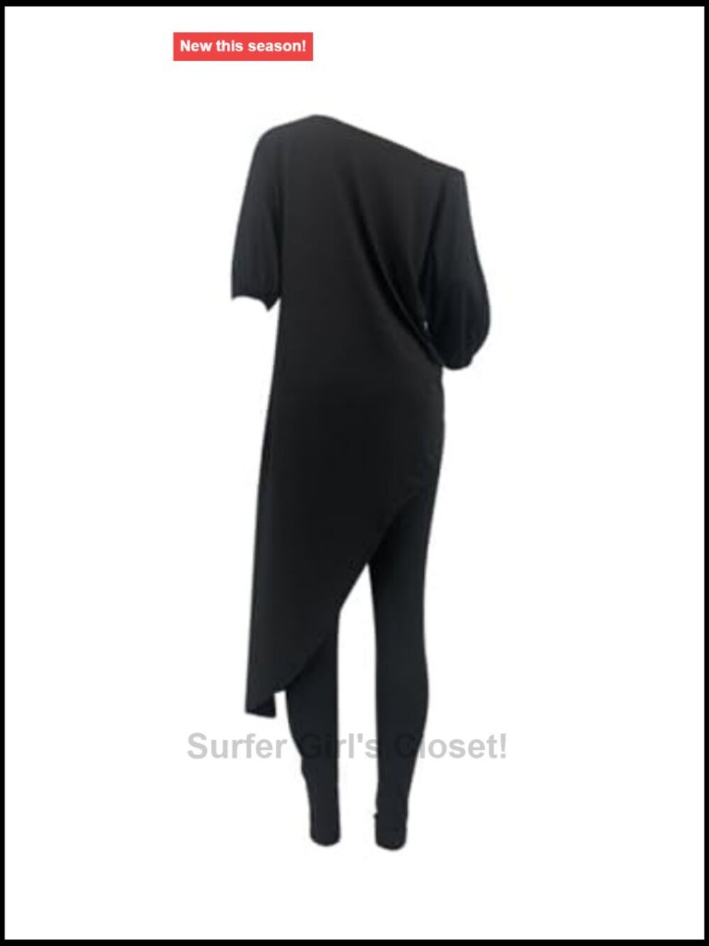 Casual 2 Piece Outfit Off Shoulder Irregular Hem Tunic Top Bodycon Pants Set - Picture 5 of 5